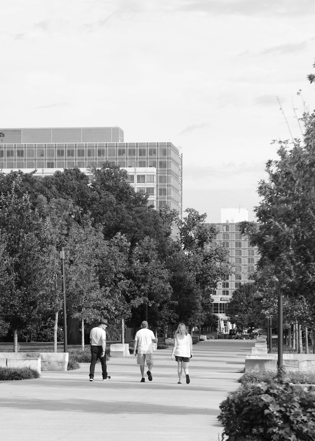group of seniors walking in park