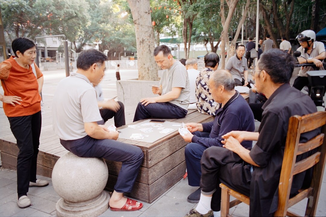 elderly playing cards
