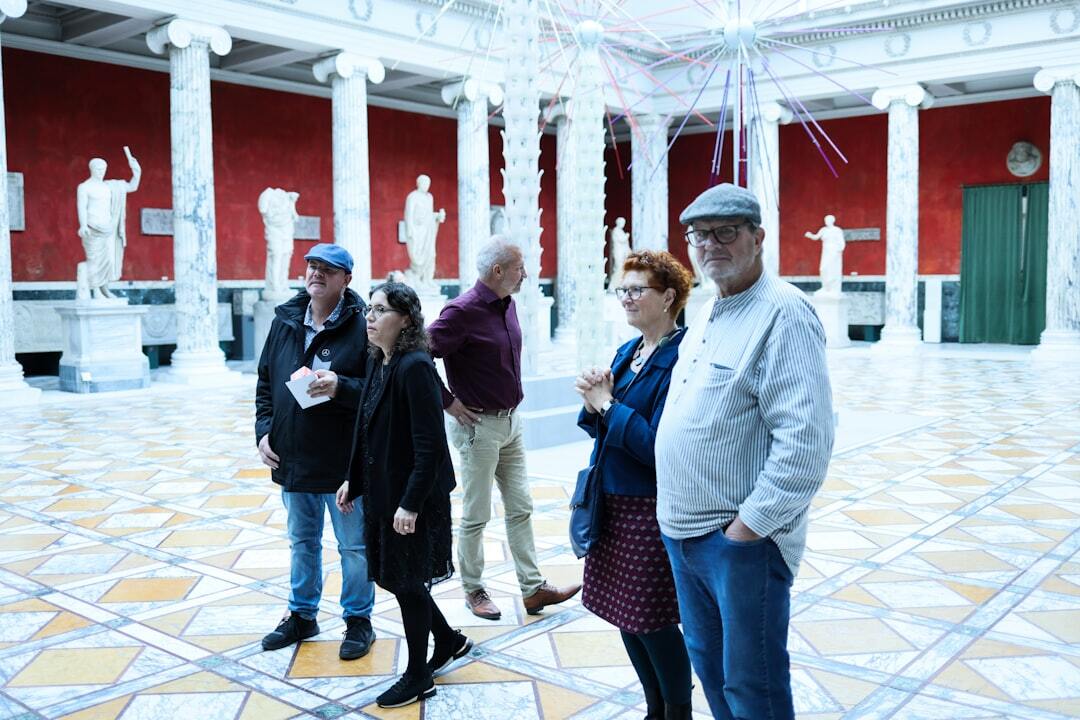 Group of seniors visiting a museum exhibition together