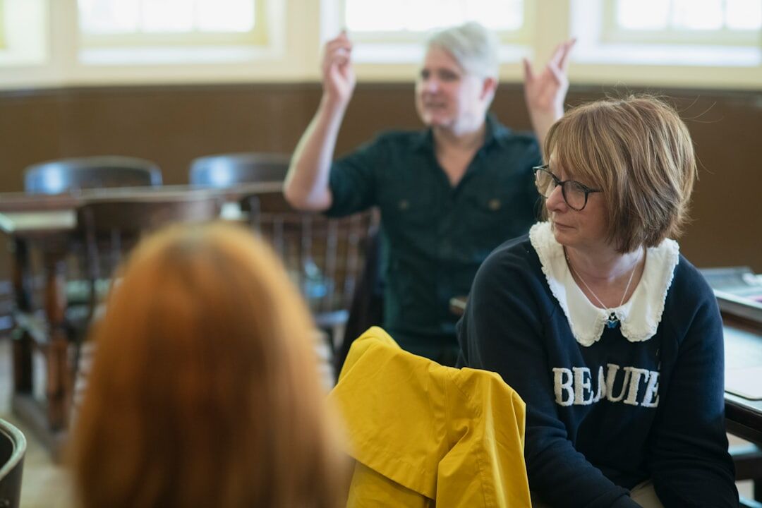 Large group of Croatian seniors attending an indoor workshop together